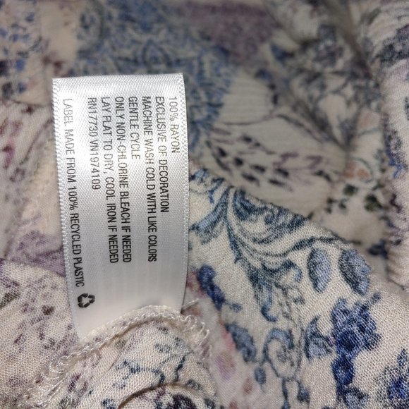 Knos Rose Tiered Floral Crochet Lace Trim Button Down Bell Sleeve Dress Size S - Picture 7 of 7